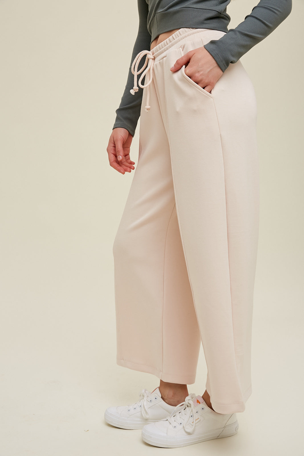 Scuba drawstring pants with side pockets and side slits Pants Wishlist