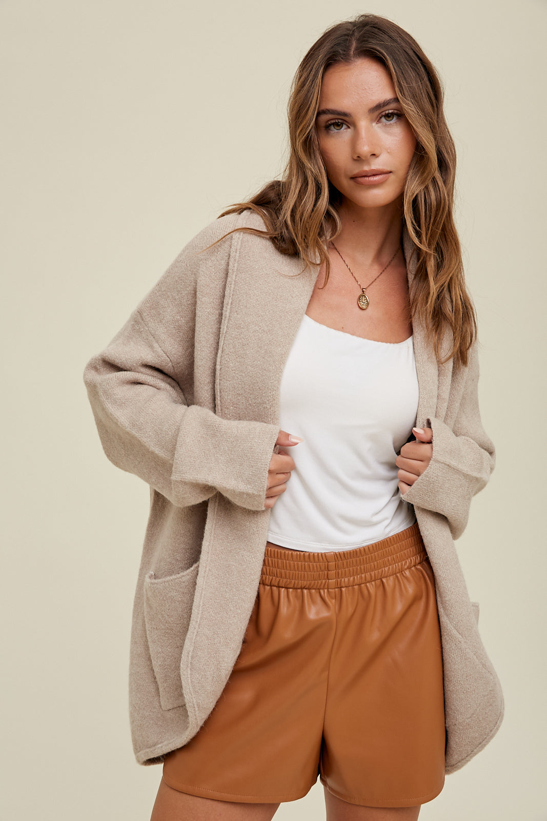 Oversized shawl cardigan with collar and pockets Sweater Wishlist