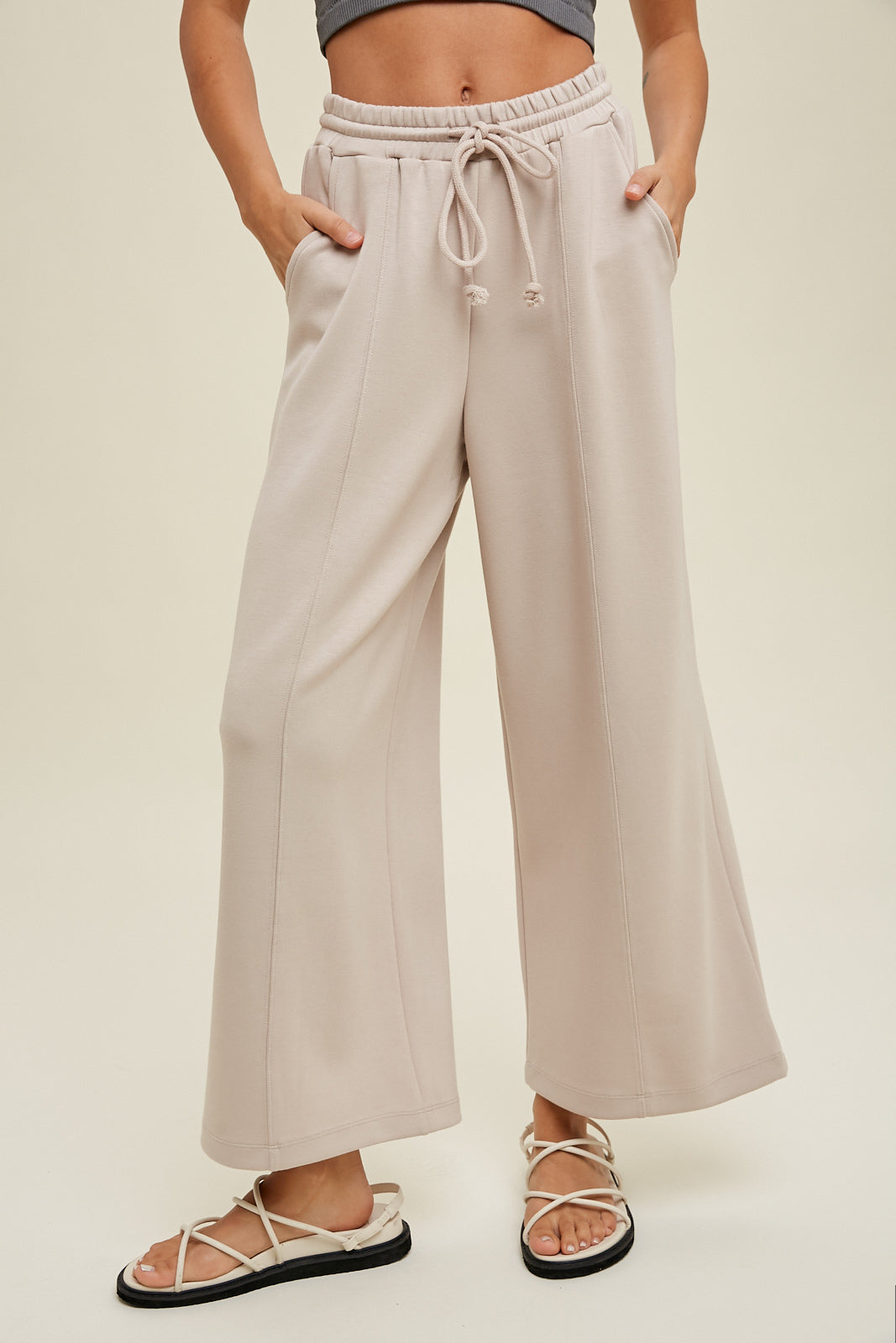 Scuba drawstring pants with side pockets and side slits Pants Wishlist   