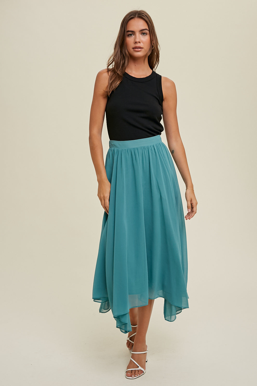 Crew neck sleeveless fitted rib tank top Tank Top Wishlist