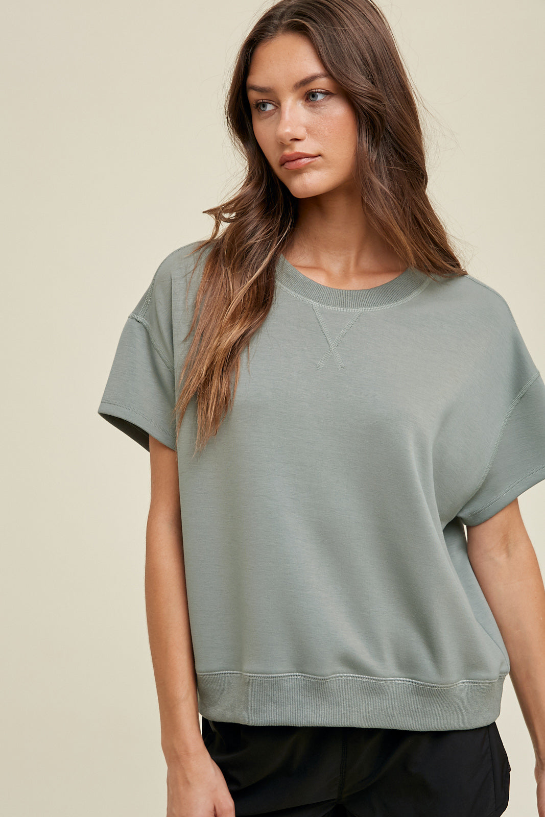 Scuba knit drop shoulder top Blouse Wishlist   