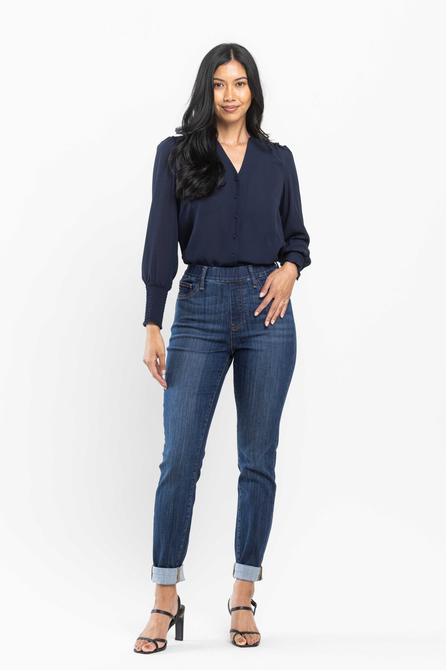 Judy Blue High waist pull on double-cuff slim jeans Jeans Judy Blue