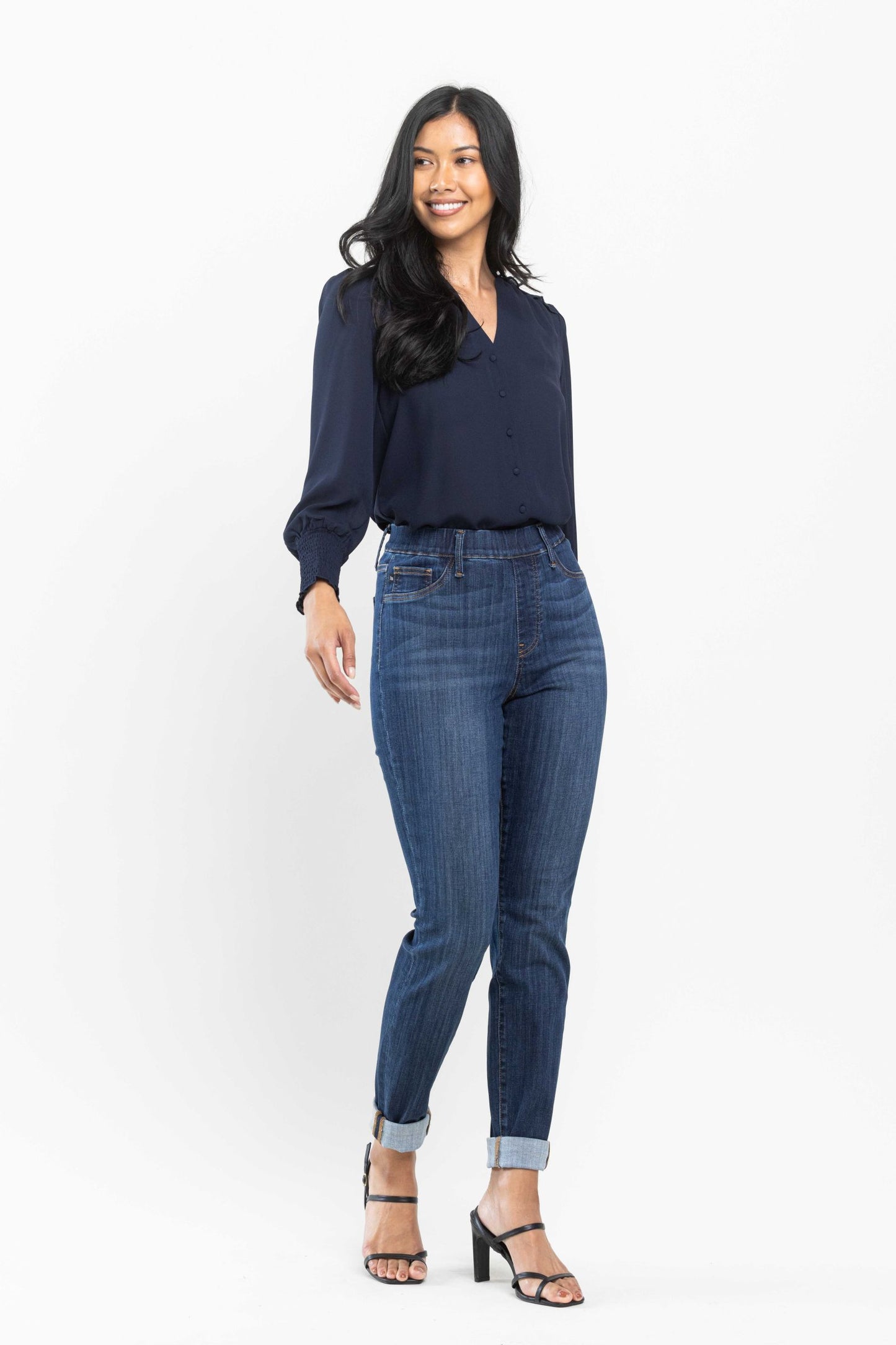 Judy Blue High waist pull on double-cuff slim jeans Jeans Judy Blue