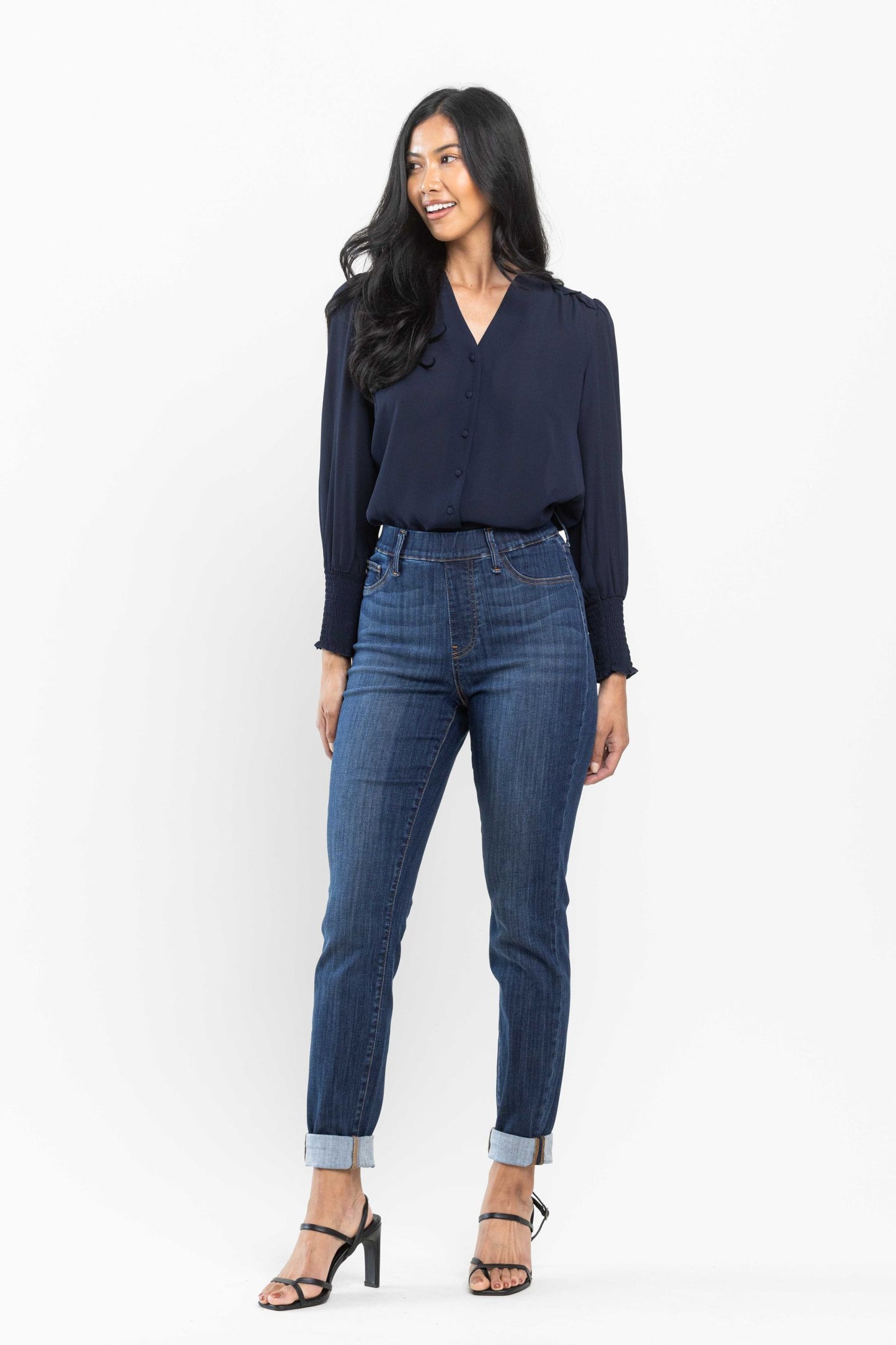Judy Blue High waist pull on double-cuff slim jeans Jeans Judy Blue