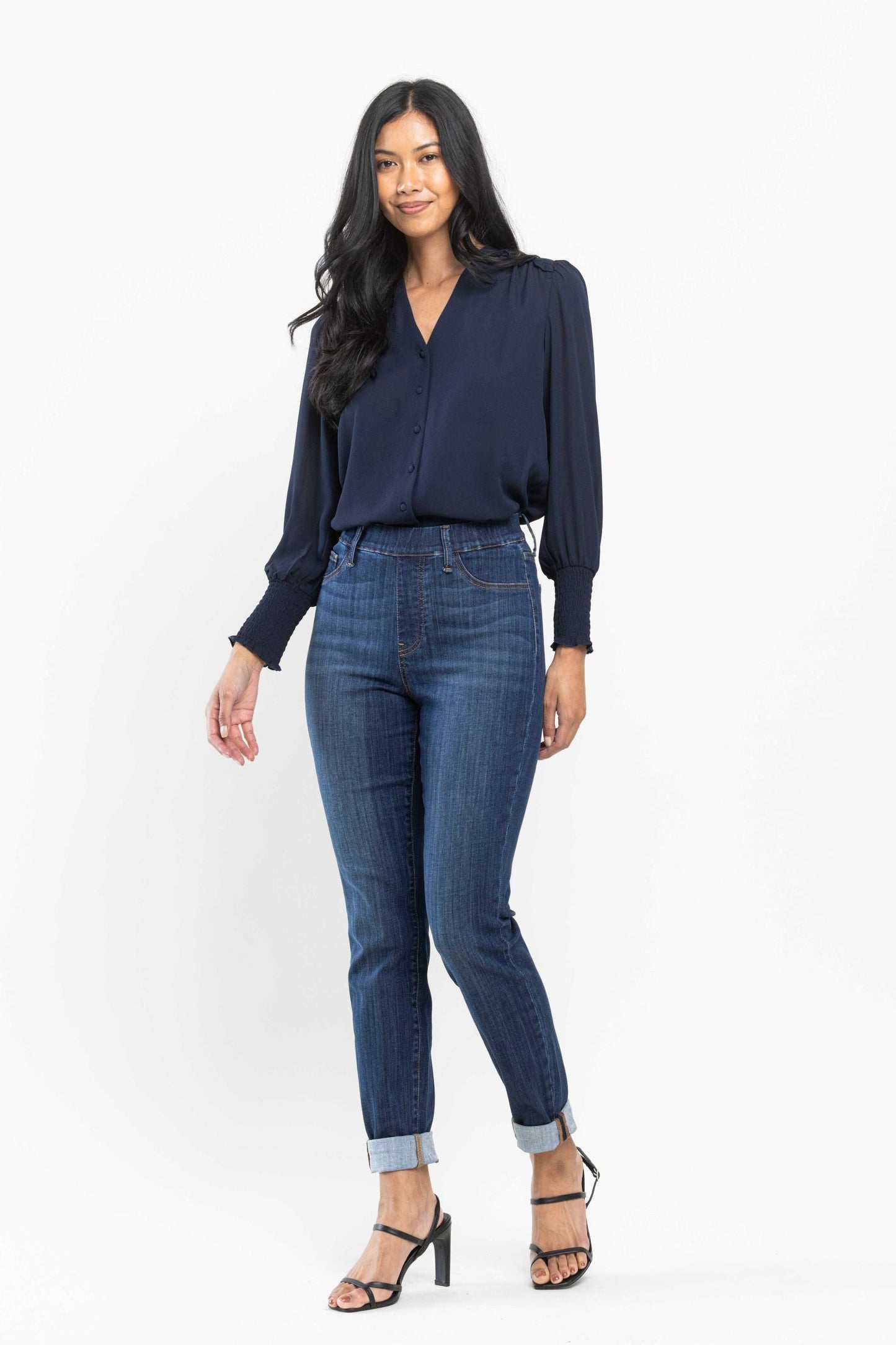 Judy Blue High waist pull on double-cuff slim jeans Jeans Judy Blue