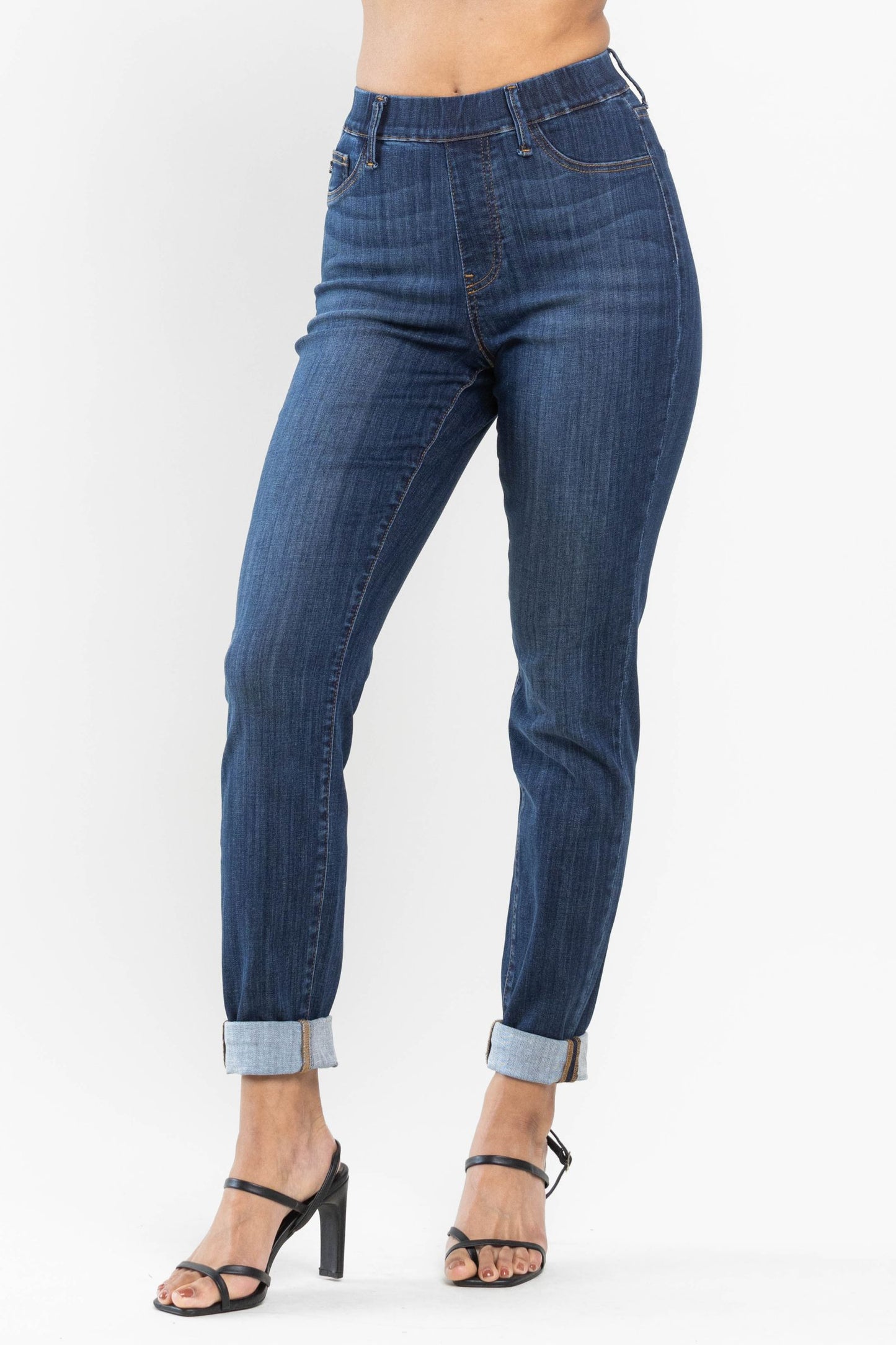 Judy Blue High waist pull on double-cuff slim jeans Jeans Judy Blue
