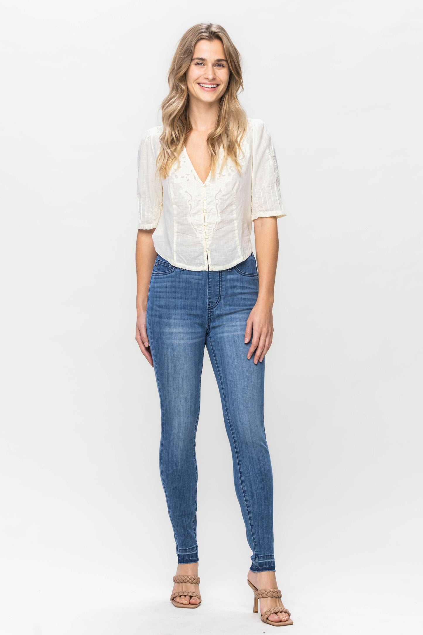Judy Blue high waist release hem pull on skinny jeans Jeans Judy Blue