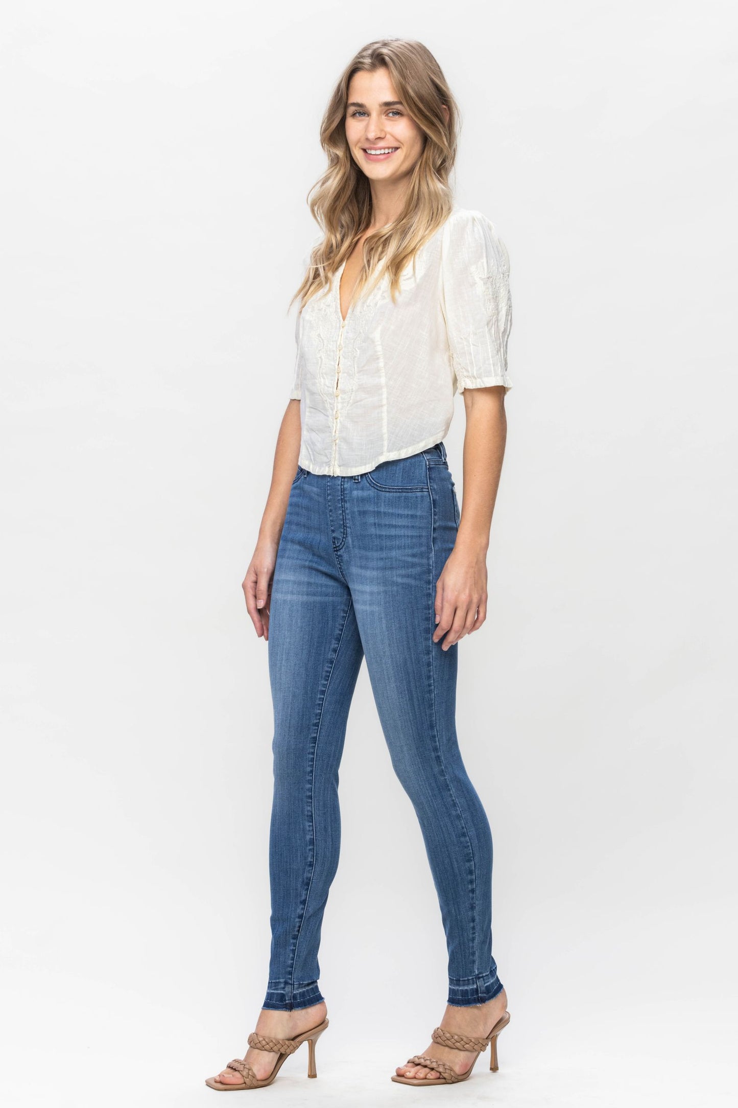 Judy Blue high waist release hem pull on skinny jeans Jeans Judy Blue