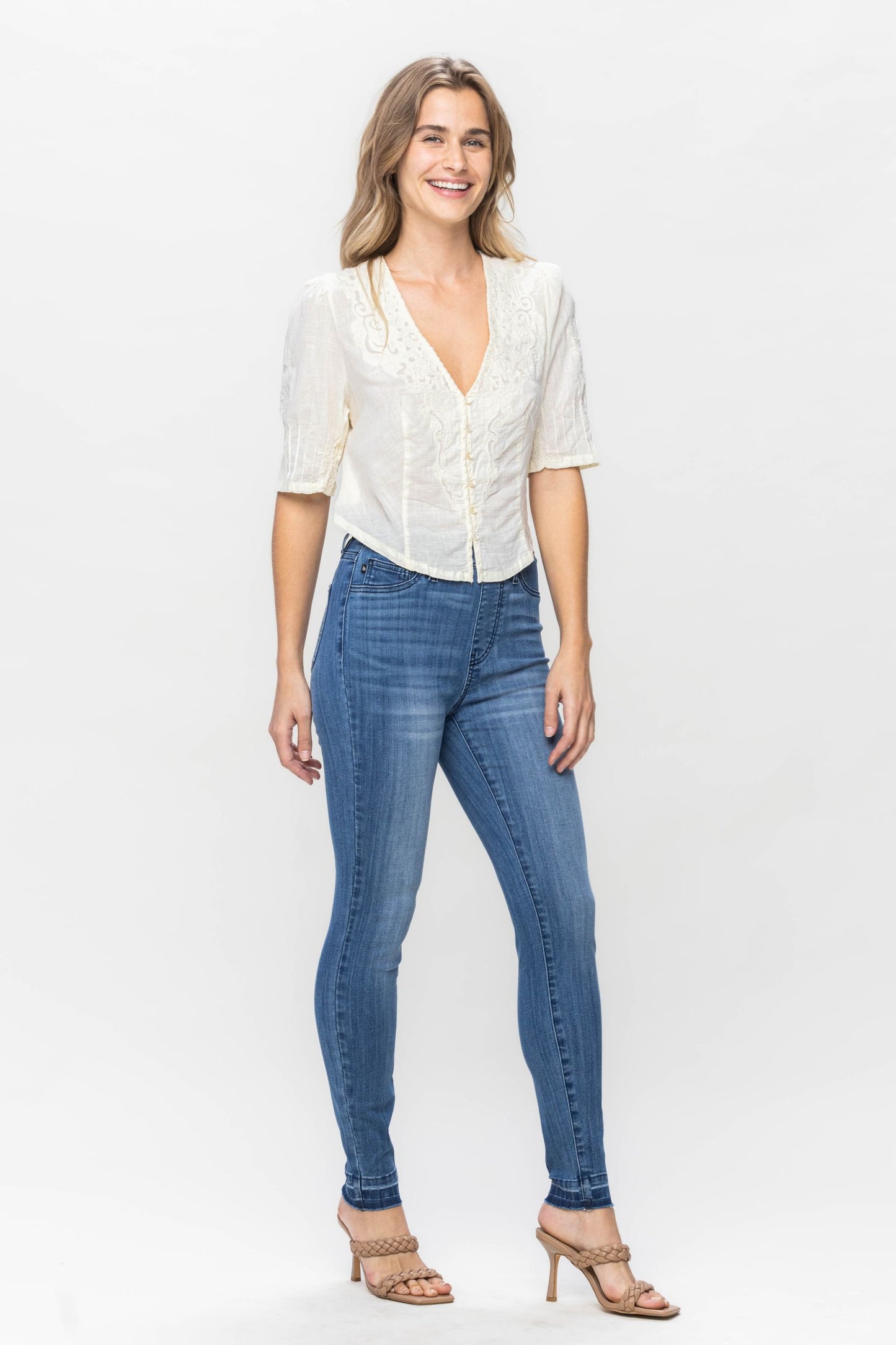 Judy Blue high waist release hem pull on skinny jeans Jeans Judy Blue