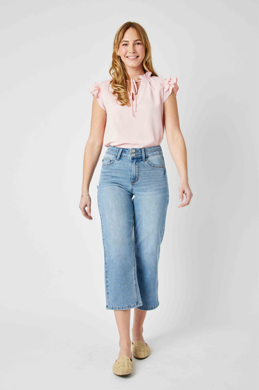 Judy Blue high waist double waistband wide leg crop pants jeans Judy Blue