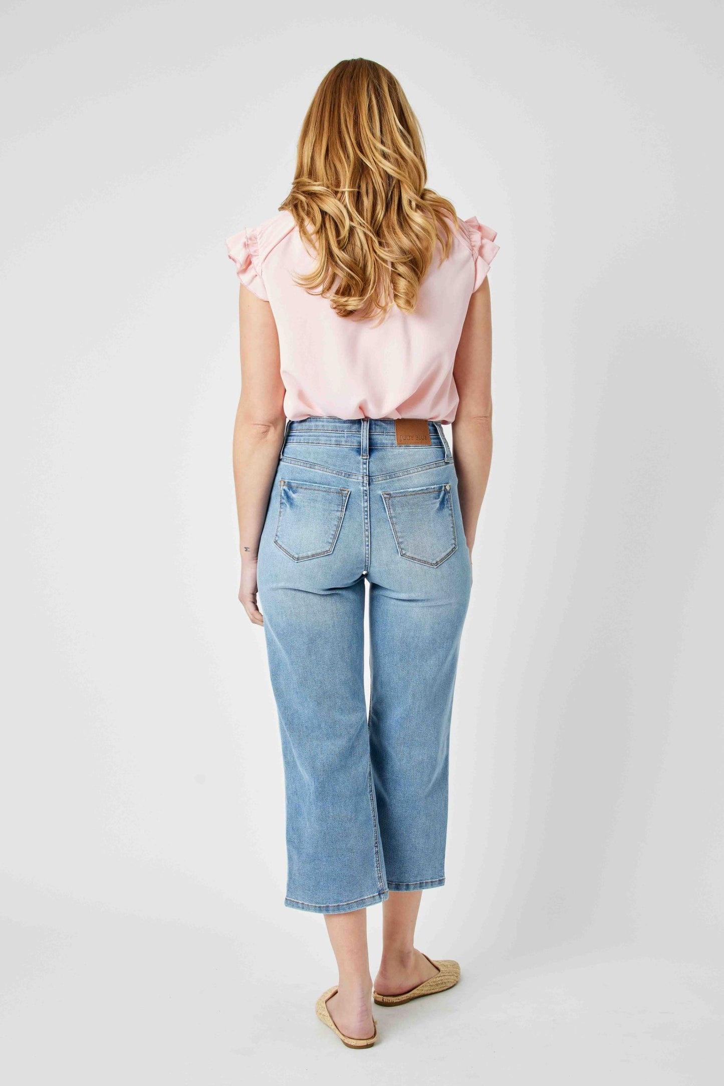 Judy Blue high waist double waistband wide leg crop pants jeans Judy Blue   