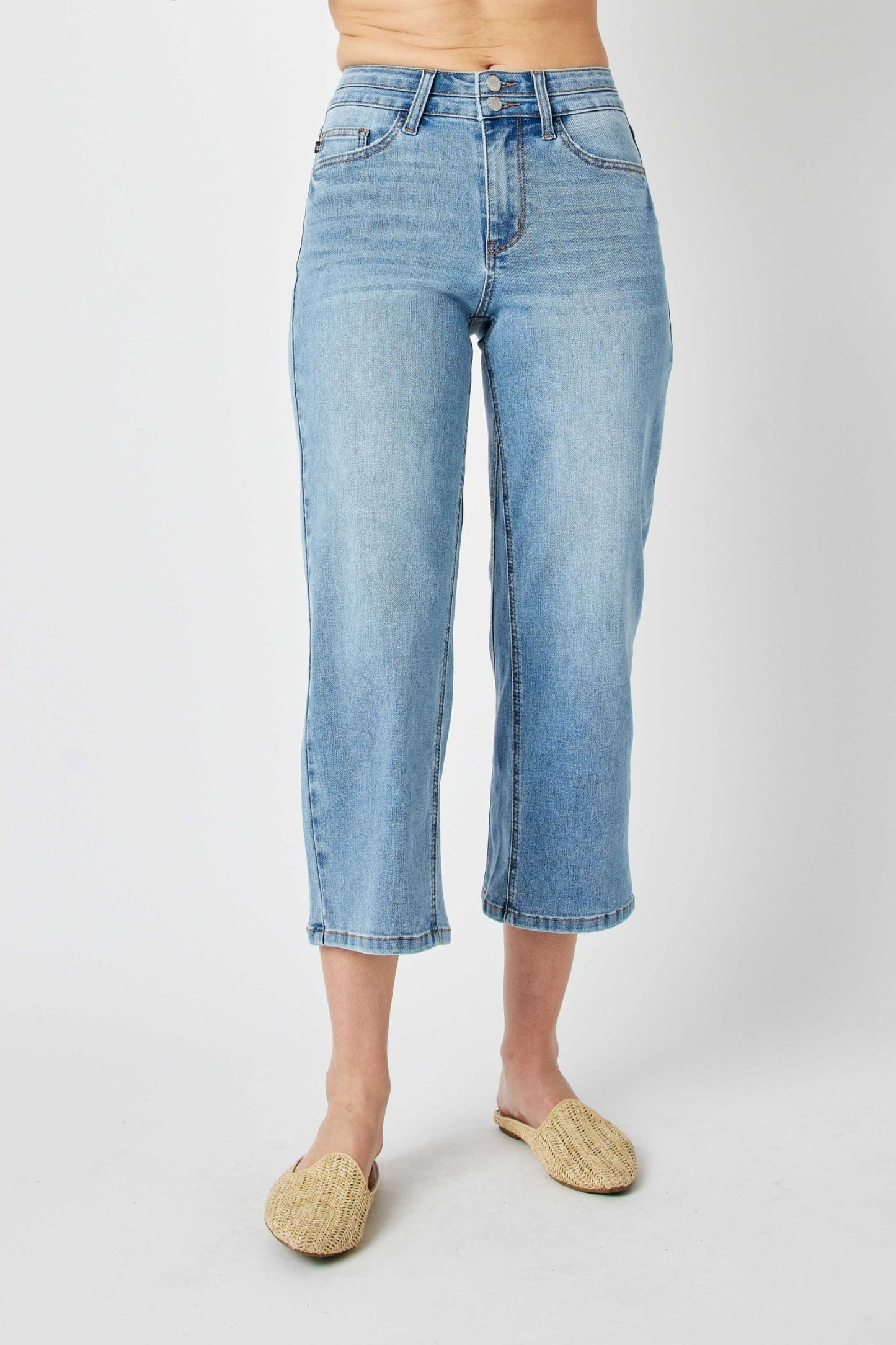 Judy Blue high waist double waistband wide leg crop pants jeans Judy Blue