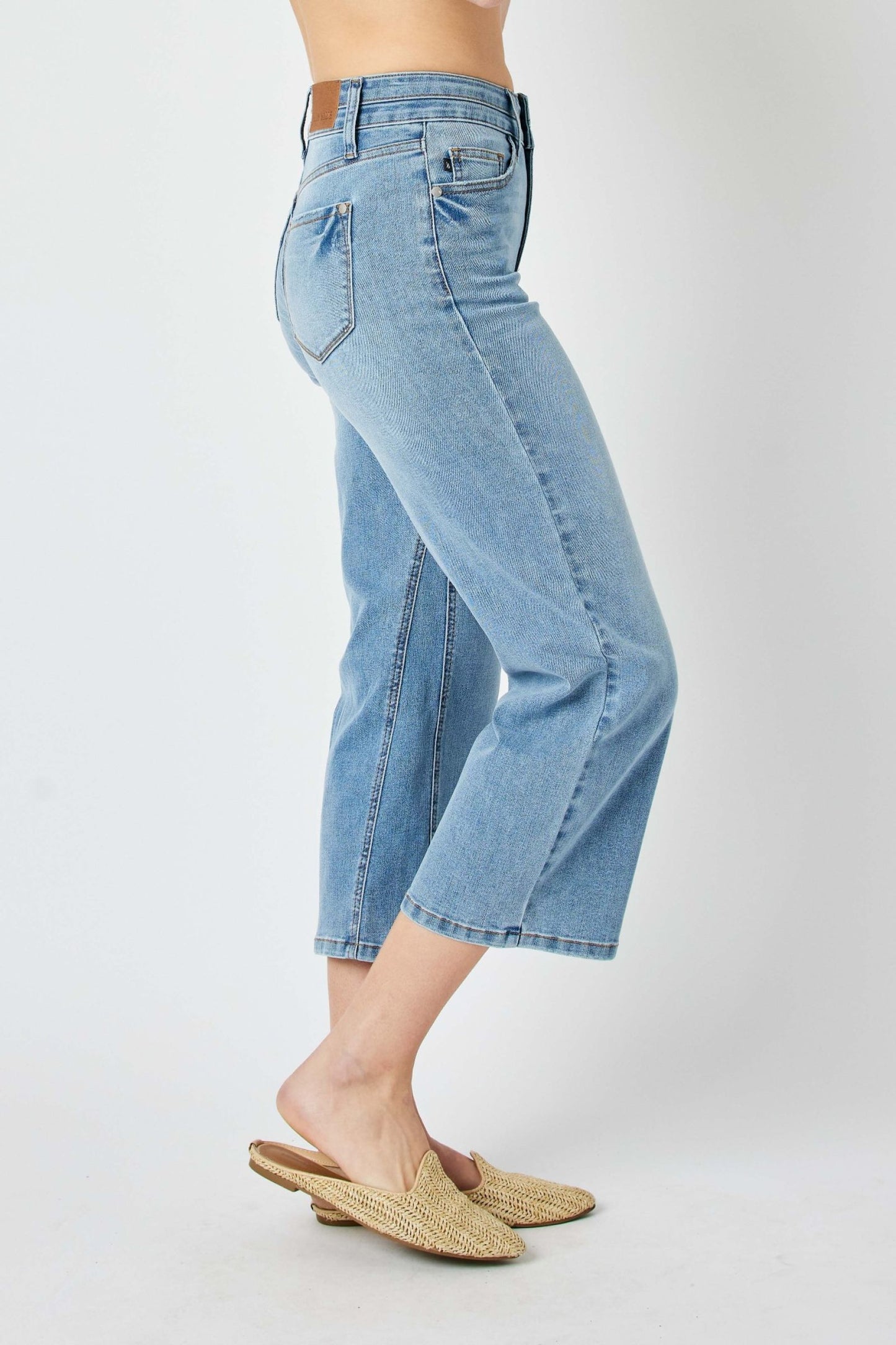 Judy Blue high waist double waistband wide leg crop pants jeans Judy Blue   