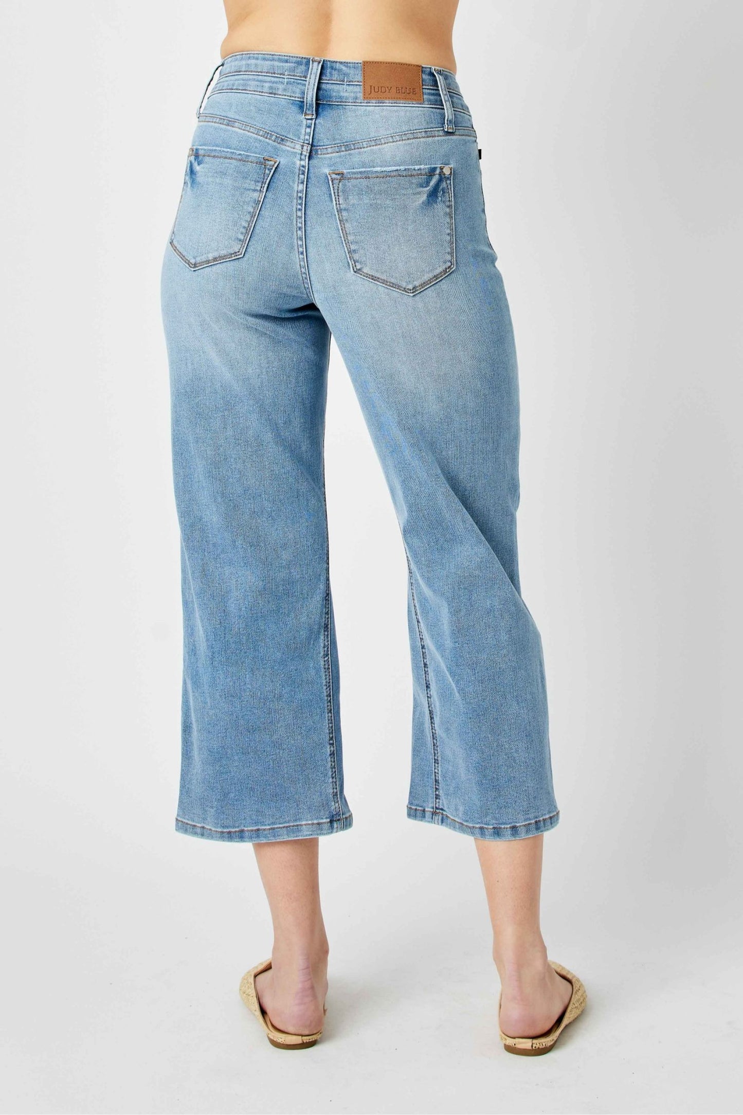 Judy Blue high waist double waistband wide leg crop pants jeans Judy Blue   