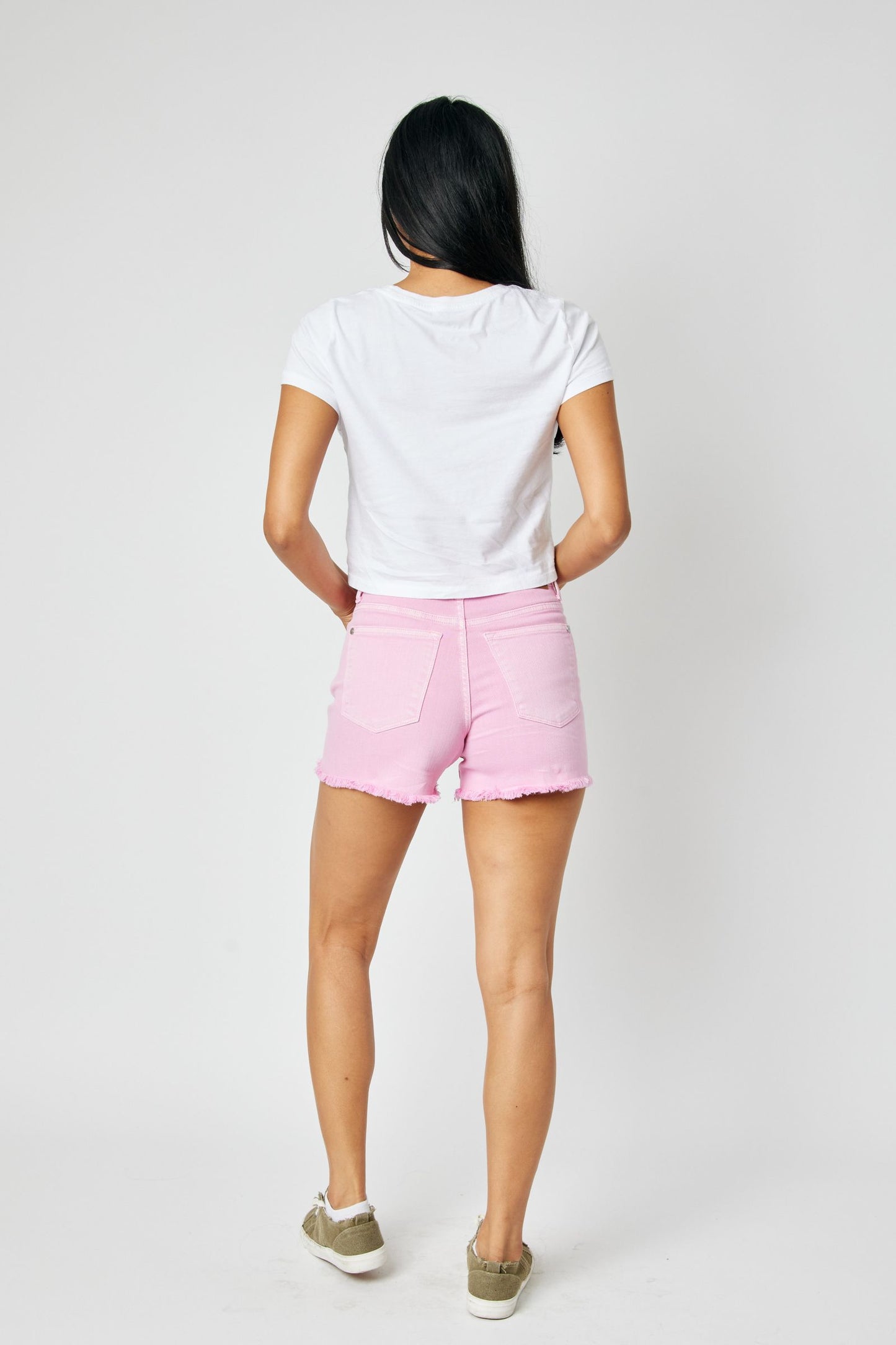 Judy Blue mid-rise garment dyed fray hem shorts Shorts Judy Blue