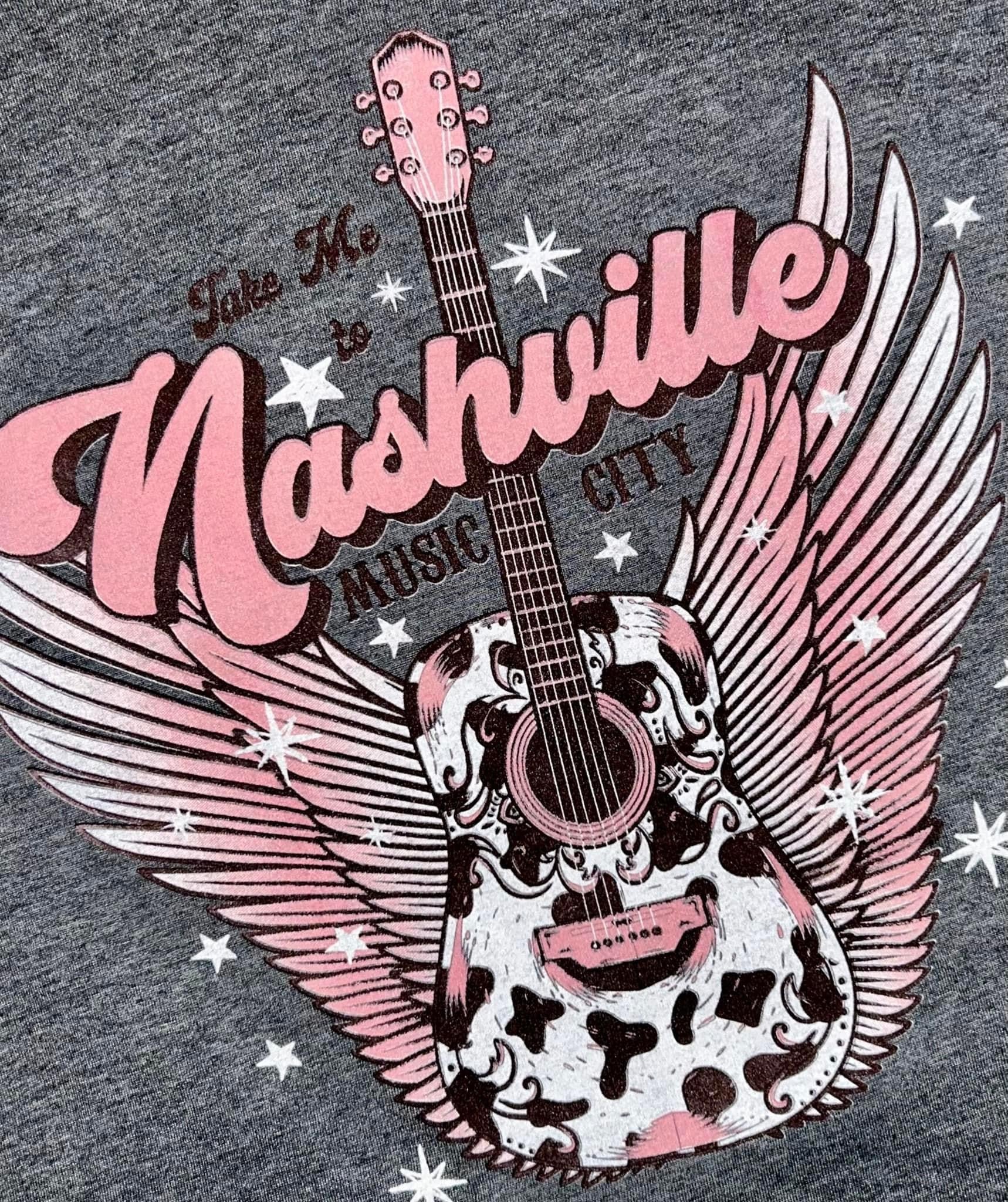Take me to Nashville Music City graphic T-shirt T-Shirt Davenport Enterprises Small Charcoal