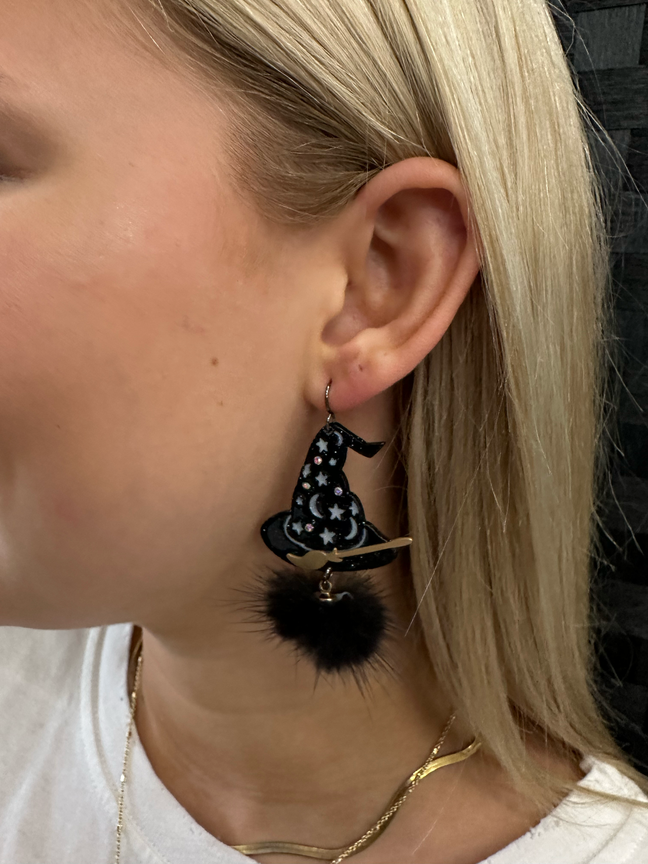Halloween witch hat earrings Earrings Pink Panache