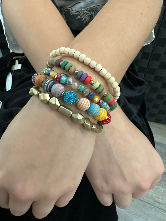 5-strand multi-color variety bead bracelet Bracelets Pink Panache