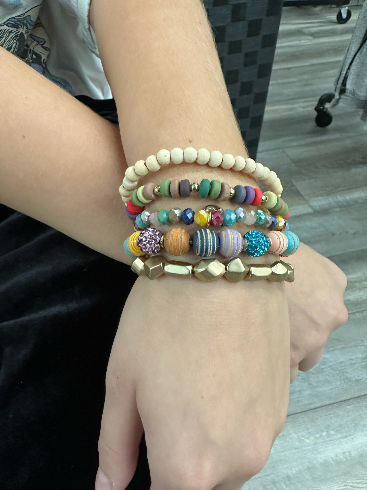 5-strand multi-color variety bead bracelet Bracelets Pink Panache
