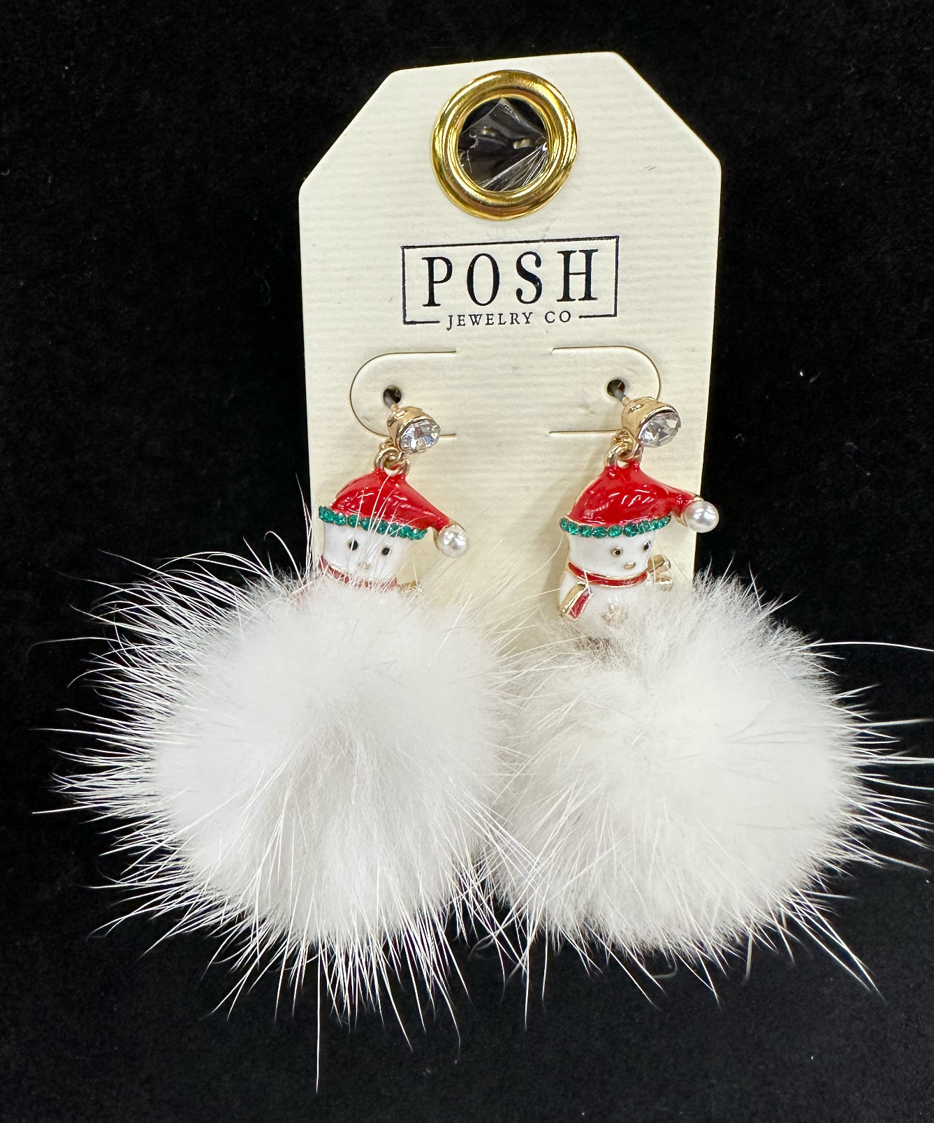 Christmas theme snowman pom-pom earring Earrings Pink Panache