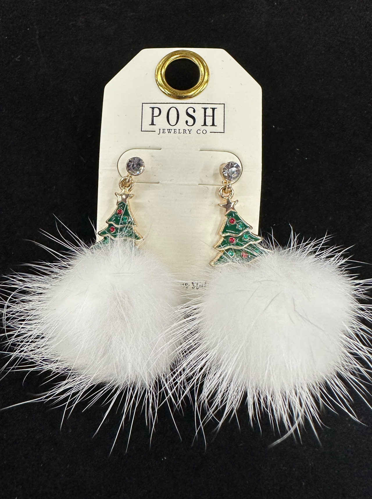 Christmas theme tree pom-pom earring Earrings Pink Panache