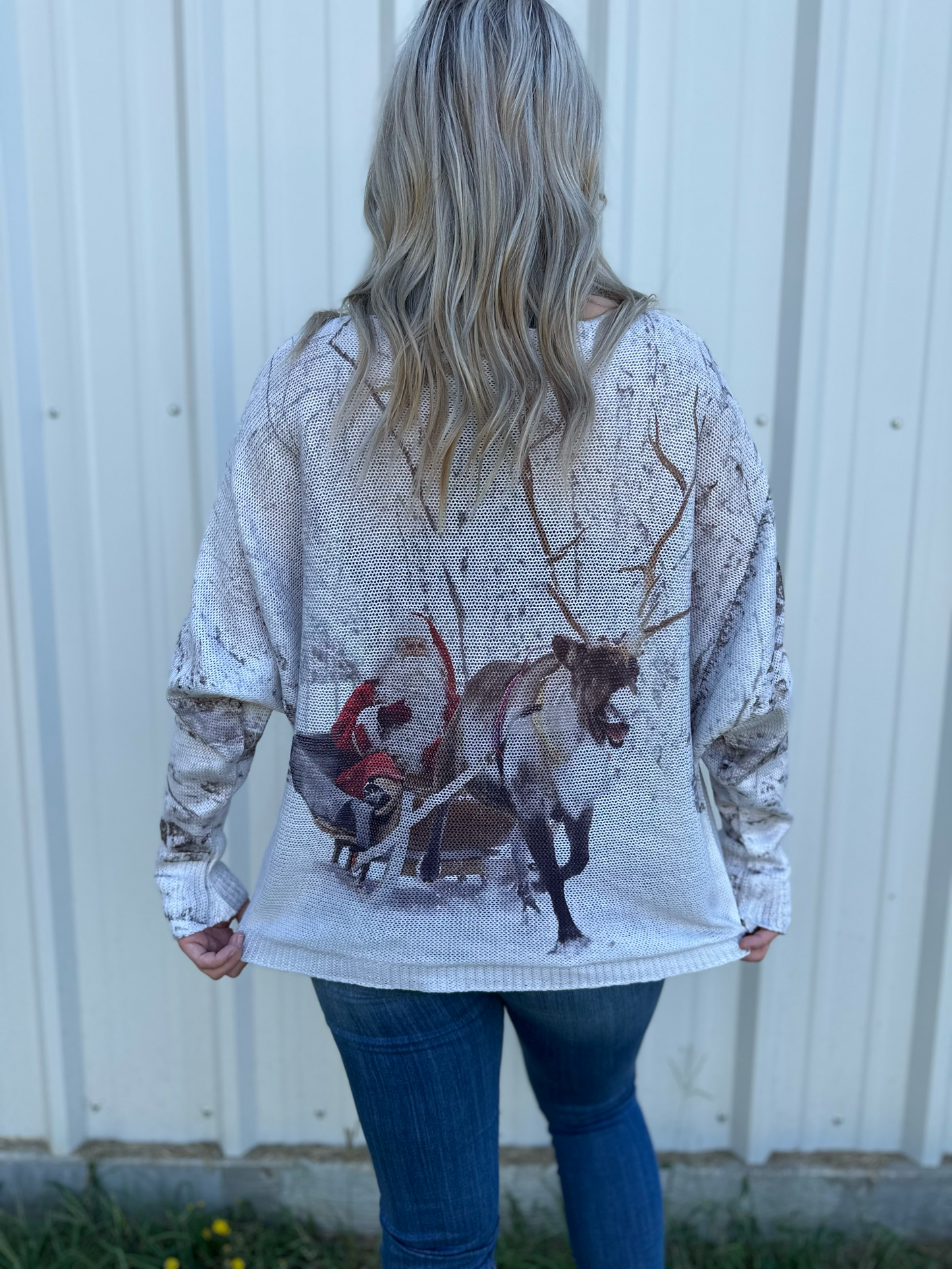 One size fits all cotton knit Santa sleigh relaxed fit top Blouse New York Life
