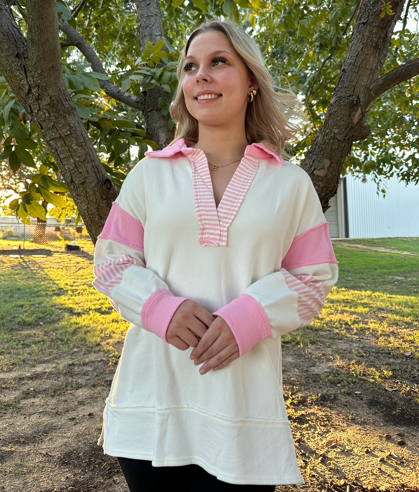 Count on me sweatshirt Sweatshirt Lovely Melody Pink/Ivory Small