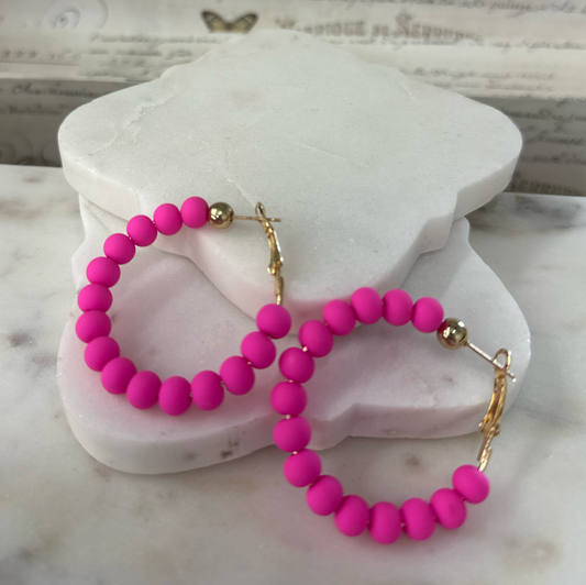 Ete pink clay bead hoop earrings Earrings Dallas Market Center   