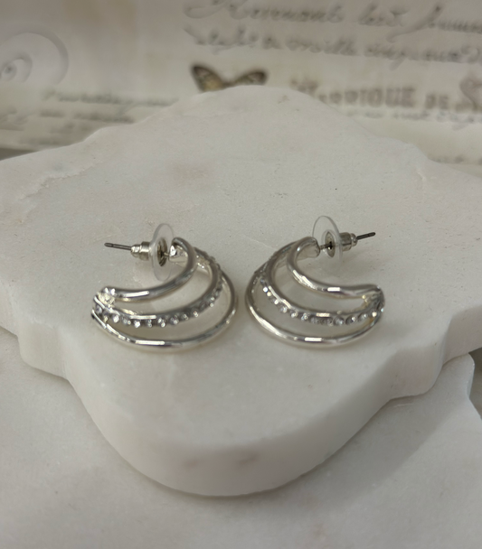 Adore tri half loop with faux diamond earrings Earrings Dallas Market Center   
