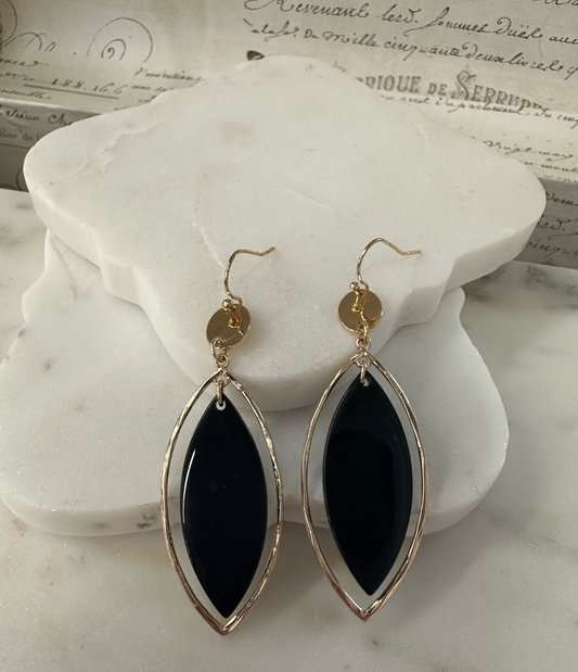 A Project gold black half moon earrings