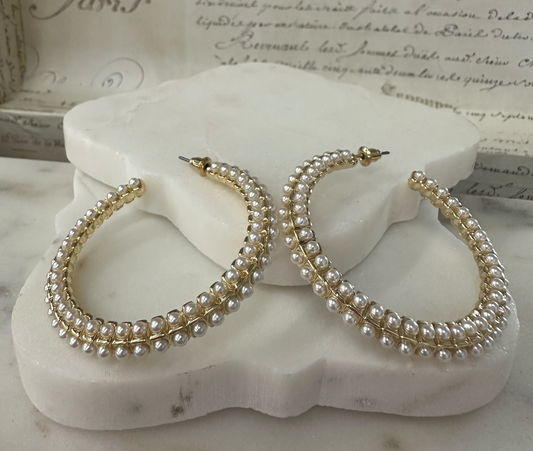 Avec pearls hoop earrings Earrings Dallas Market Center   