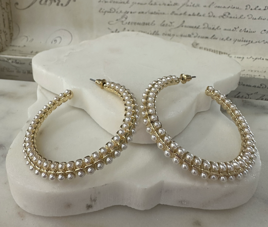 Avec pearls hoop earrings Earrings Dallas Market Center
