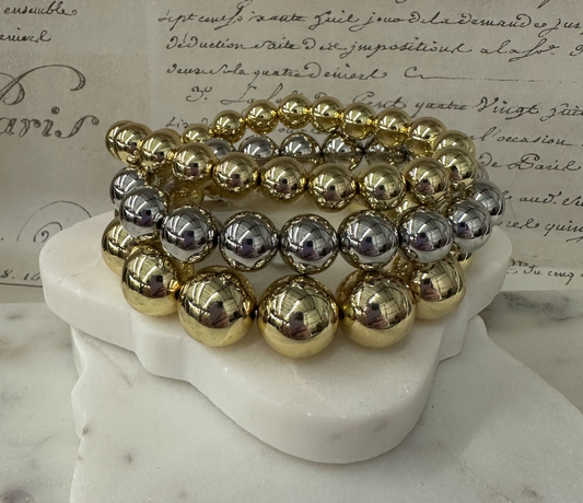 Golden Trifecta Silver and Gold Beaded Bracelet Set Bracelets Dallas Market Center   