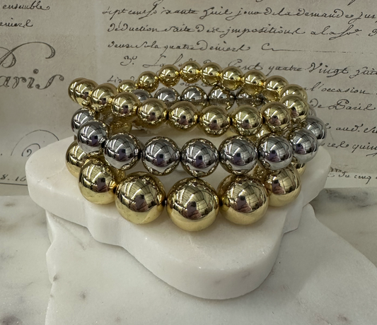 Golden Trifecta Silver and Gold Beaded Bracelet Set Bracelets Dallas Market Center