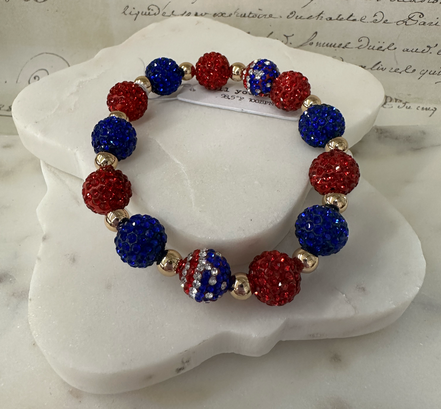 Red with blue sparkle rhinestone bracelet Bracelets Dallas Market Center