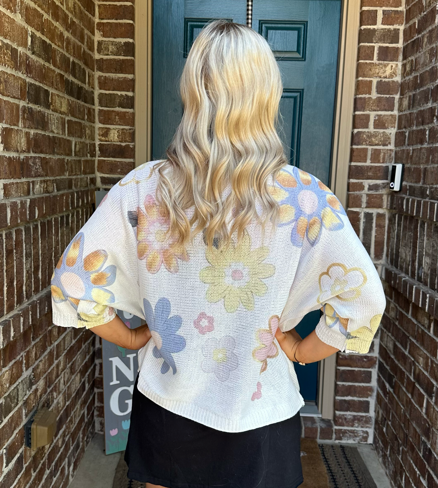 One-size-fits-all cotton knit flowers top Blouse New York Life