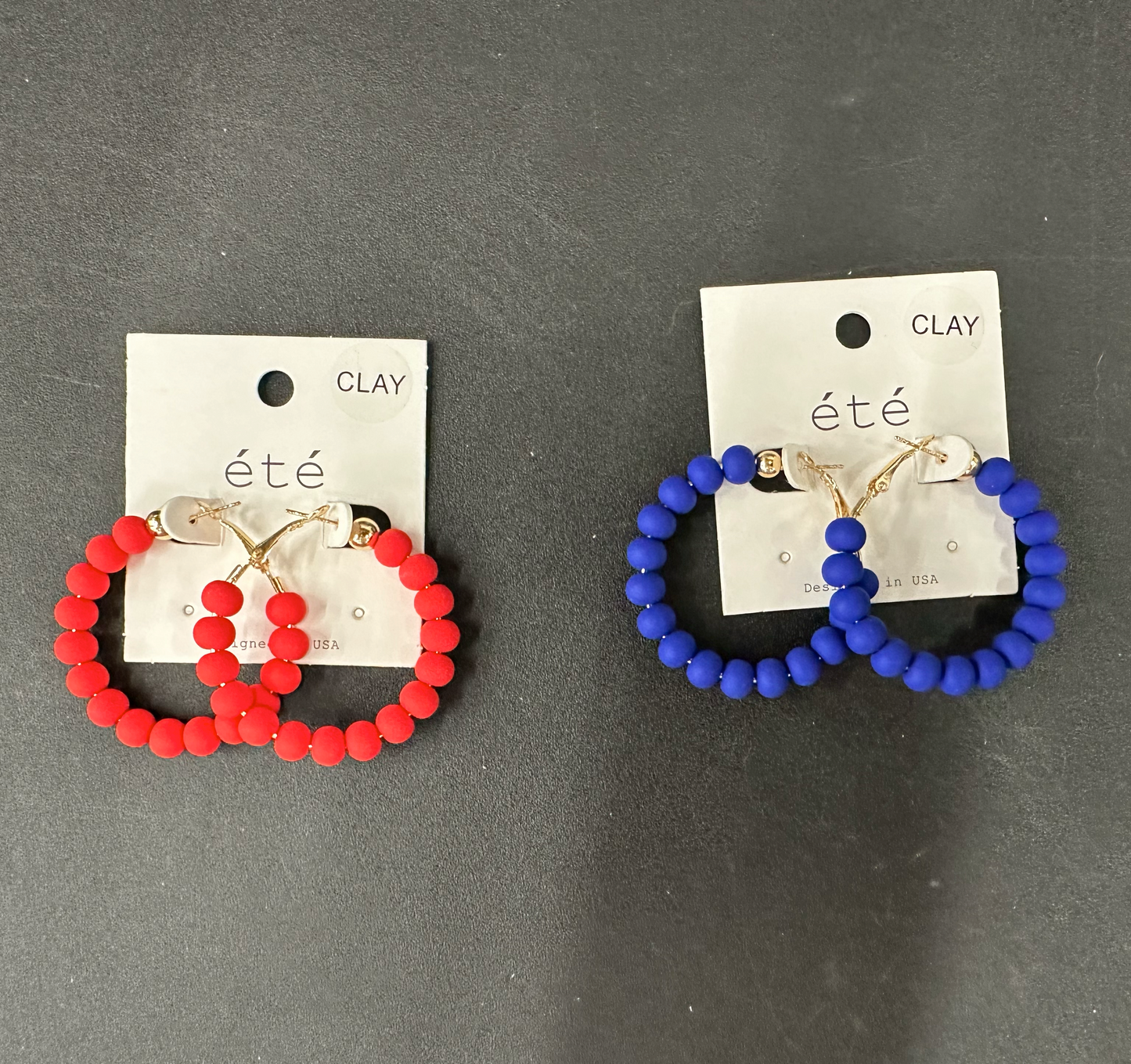 Ete clay bead hoop earrings Earrings Dallas Market Center Red