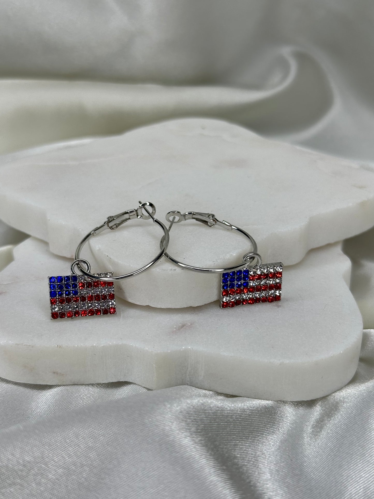 Red white blue USA flag earrings Earrings Accessories To Go
