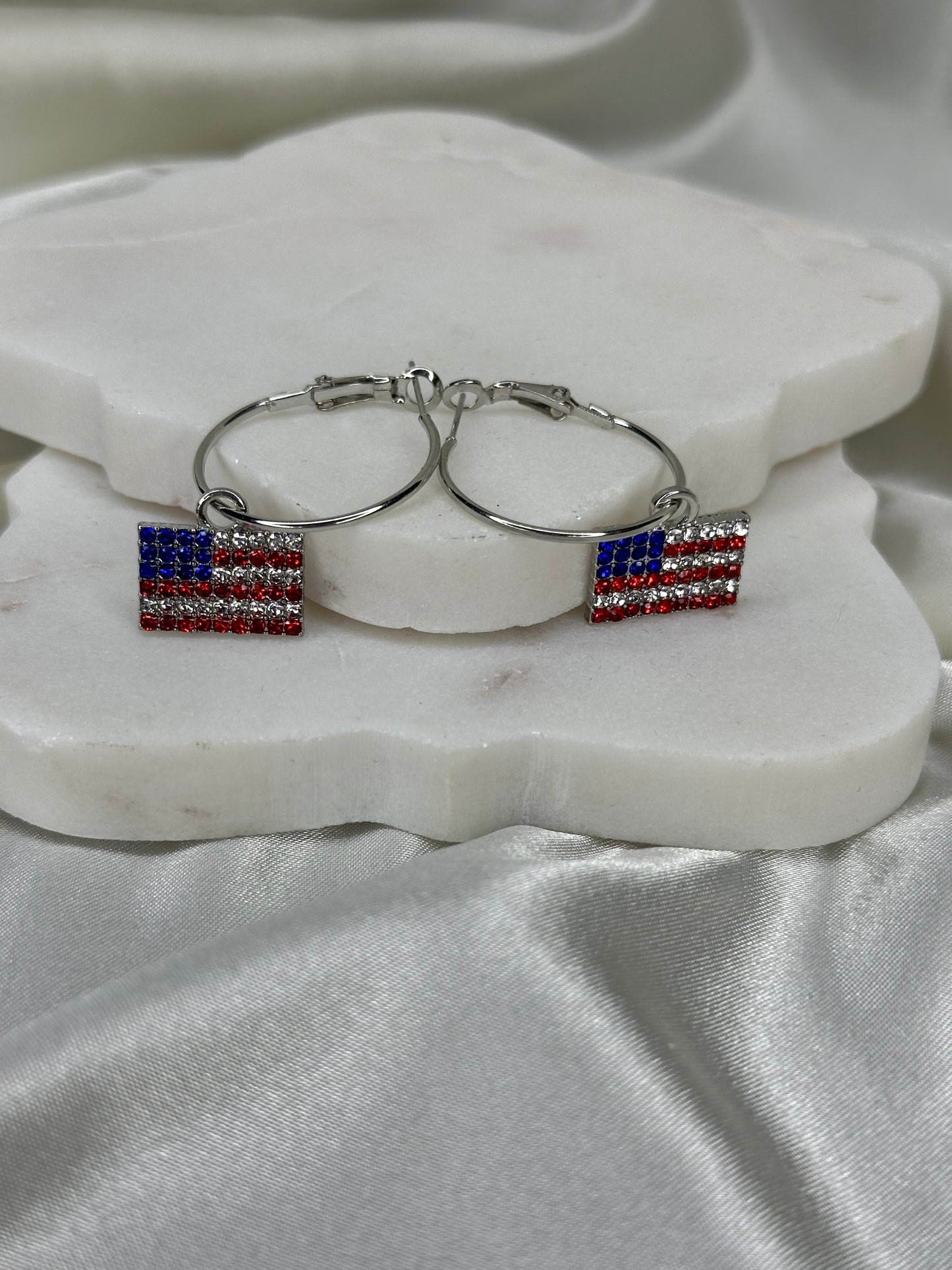 Red white blue USA flag earrings Earrings Accessories To Go