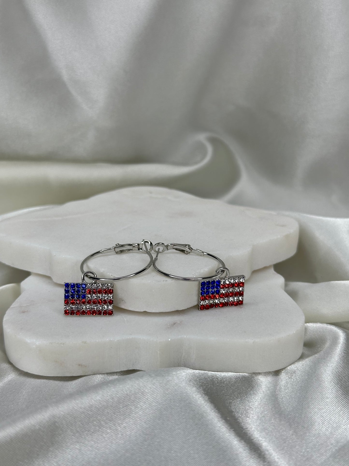 Red white blue USA flag earrings Earrings Accessories To Go