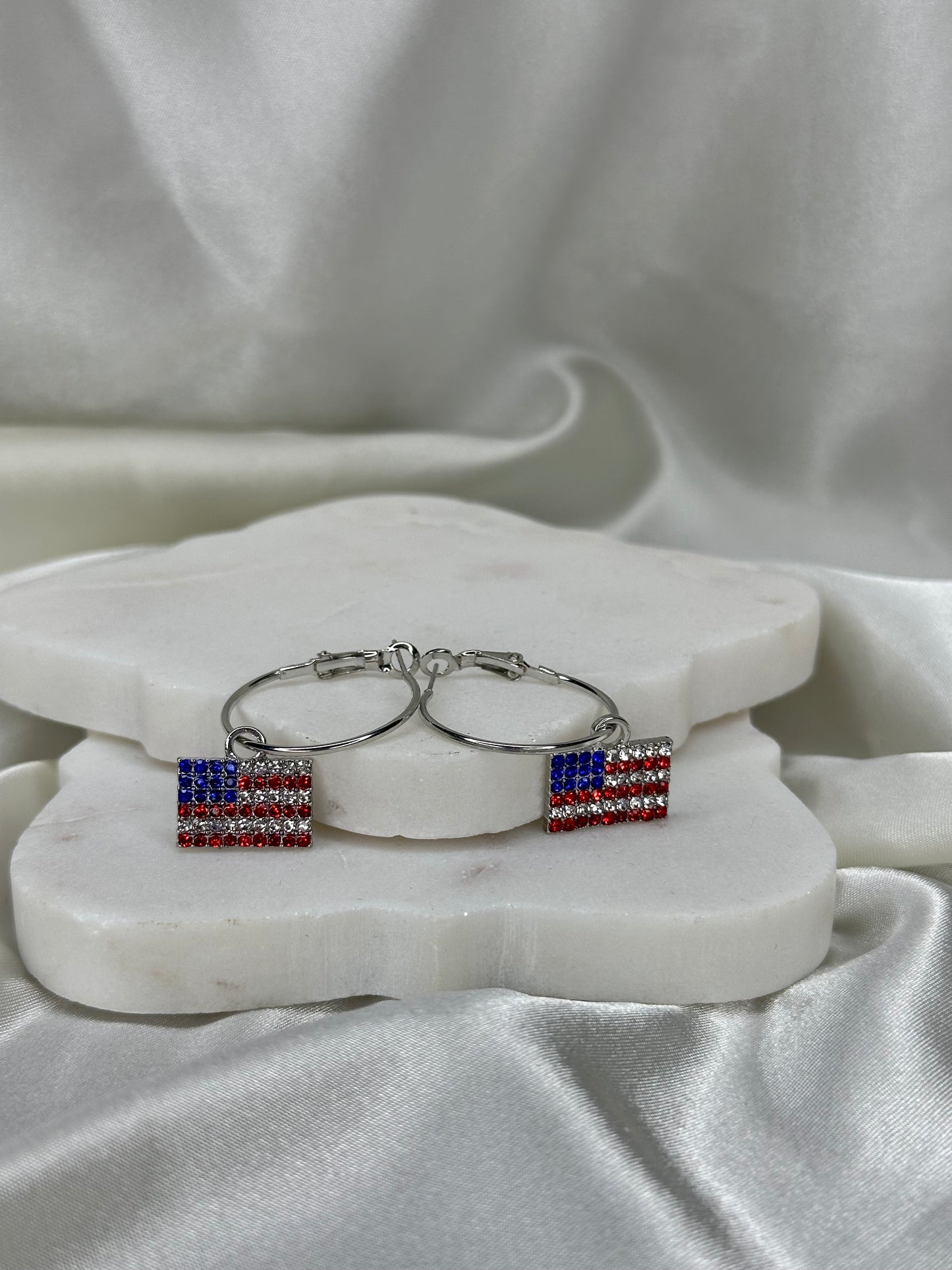Red white blue USA flag earrings Earrings Accessories To Go