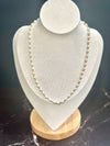 Water Resistant 4mm Pearl and Gold Beaded 16"-18" Necklace