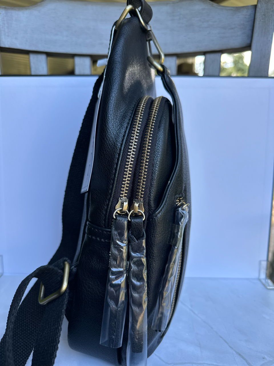 Jen & Co dual compartment vegan leather crossbody sling bag