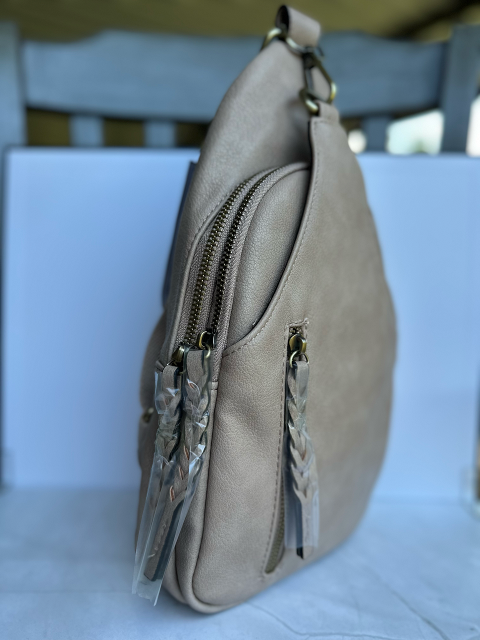 Jen & Co dual compartment vegan leather crossbody sling bag