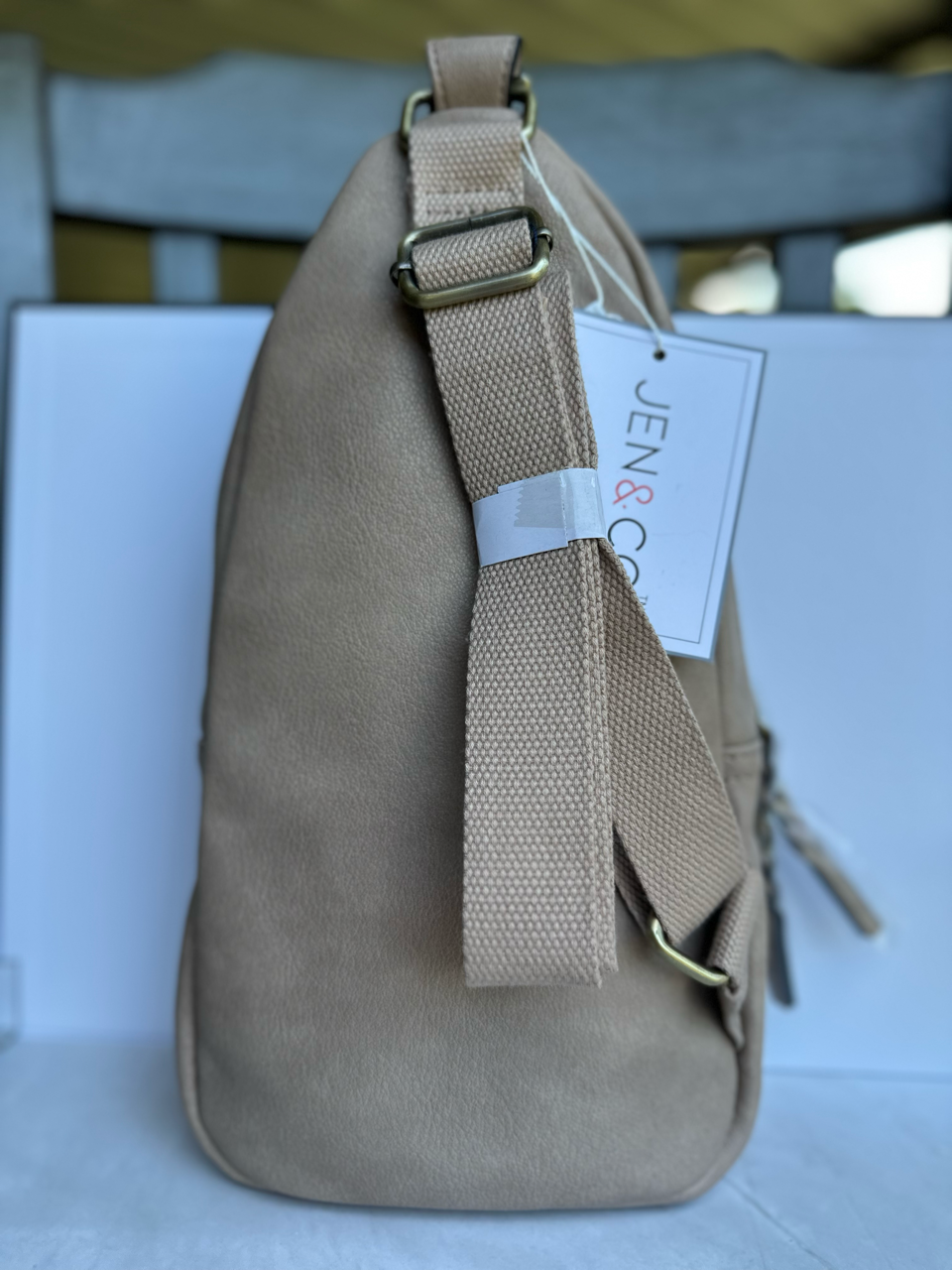 Jen & Co dual compartment vegan leather crossbody sling bag