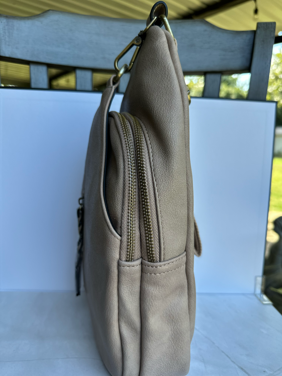 Jen & Co dual compartment vegan leather crossbody sling bag