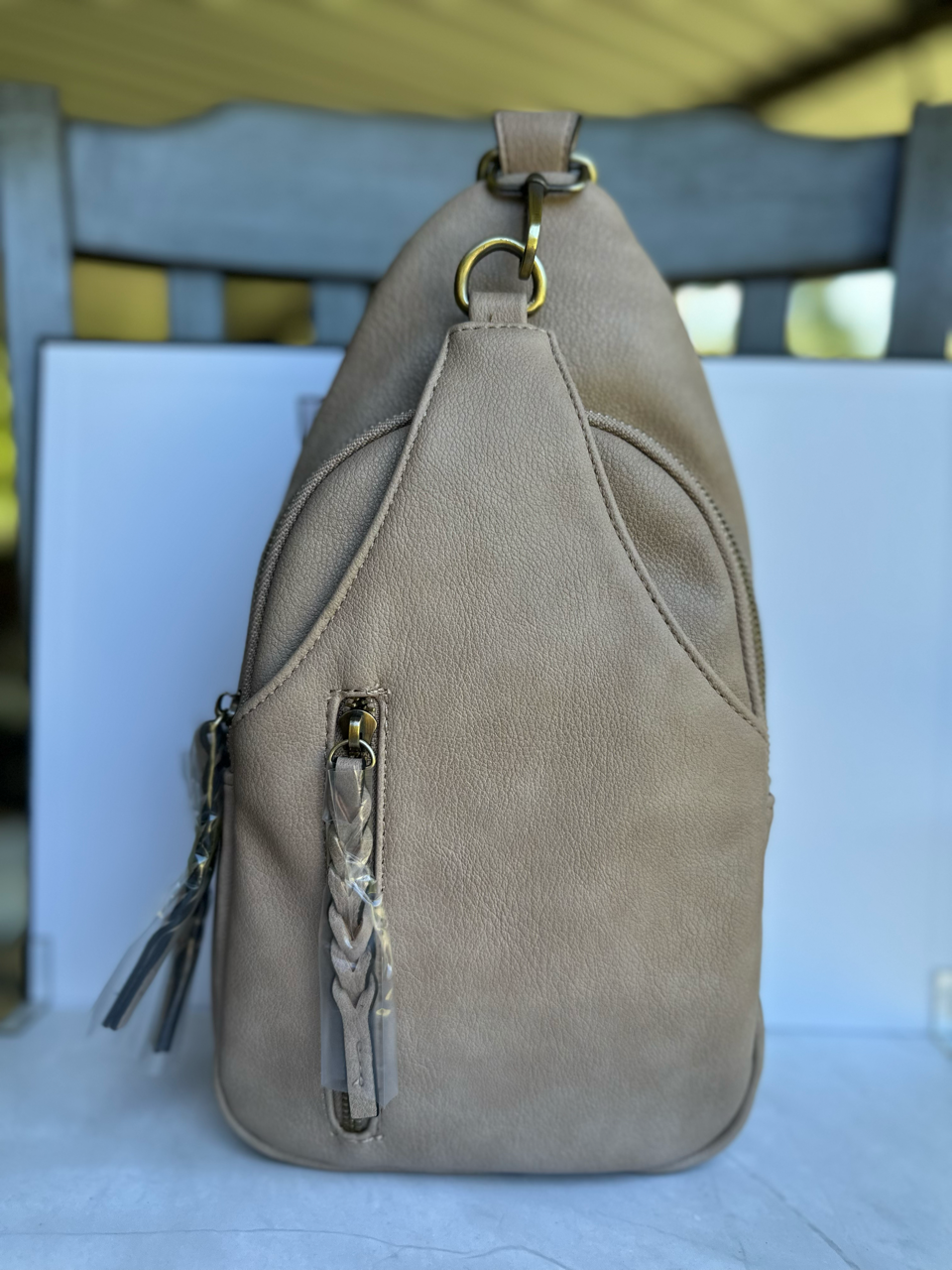 Jen & Co dual compartment vegan leather crossbody sling bag