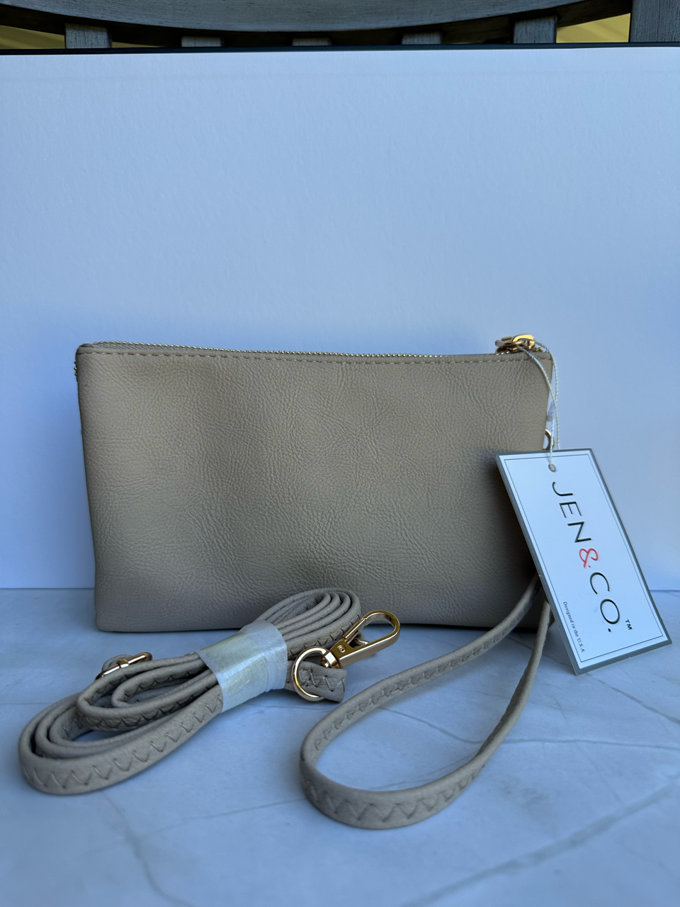 Jen & Co 3 Riley monogrammable compartment crossbody/wristlet purse