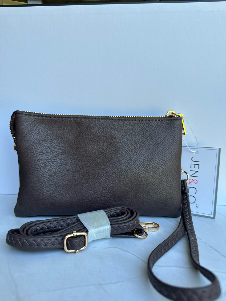 Jen & Co 3 Riley monogrammable compartment crossbody/wristlet purse