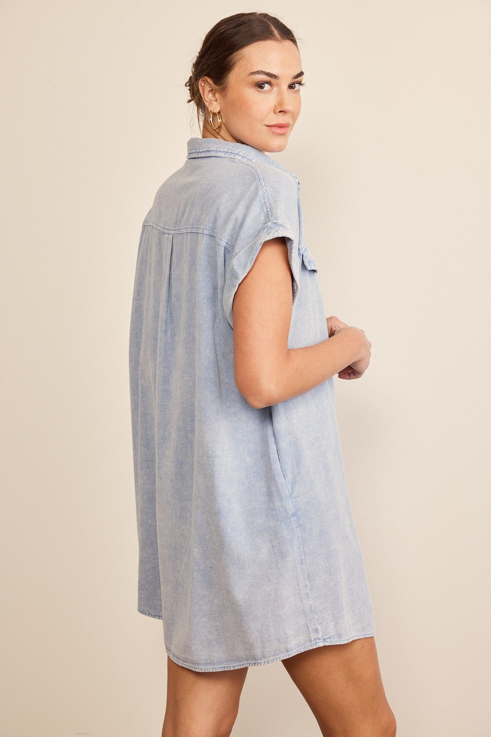 Acid washed button down dress Dress In February